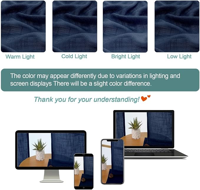 Chyhomenyc Extra Long Navy Blue Semi Sheer Curtains 120 Inches Long 2 Panels Set - Image 3