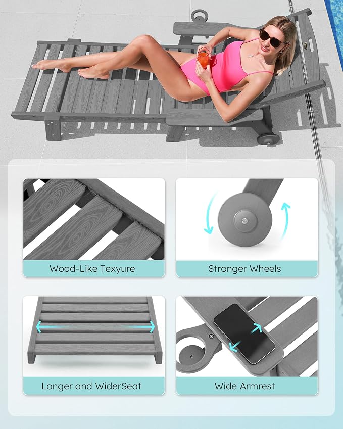 Patio Chaise Lounge Chair Set of 2, Oversize Lounge Chairs - Image 5