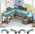SEDETA 66" L Shaped Desk with Power Outlet, Reversible Home Office Computer by SEDETA