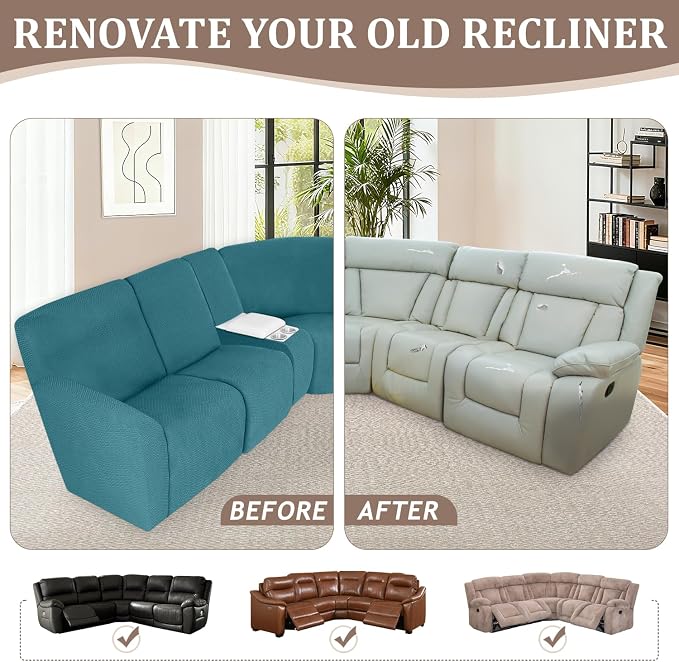 ALIECOM 100% Waterproof Recliner Sectional Couch Covers L Shape Stretch Corner - Image 7