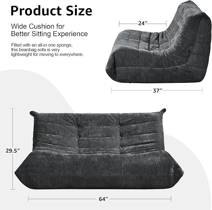 Bean Bag Chairs for Adults Giant Bean Bag Chair Memory Foam BeanBag Chair Bean - Image 2
