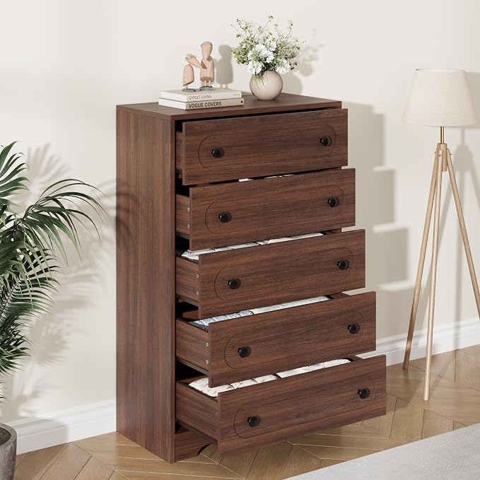 Garvee 5 Drawer Dresser for Bedroom, Wooden Mid Century Modern Chest of Drawers - Image 5