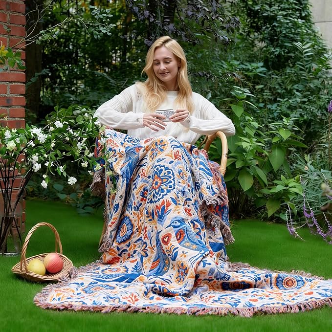 LUTBM Boho Throw Blanket for Bed Cotton Summer Blankets Twin Size for Bedroom - Image 2