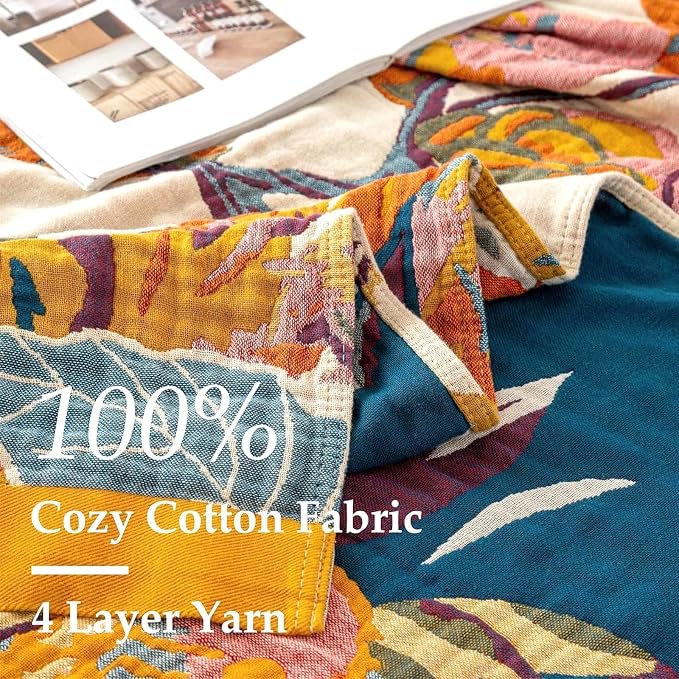 LUTBM Queen Throw Blanket for Bed 100% Cotton Boho Breathable Soft Quilt - Image 6