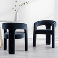RIVOVA Black Modern Barrel Dining Chairs Set of 2, Velvet Upholstered Accent by RIVOVA