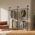 pamo Industrial Pipe Clothing Rack – Wall Mounted Black Closet System in by pamo