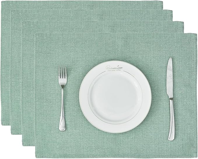 BALCONY & FALCON Placemats Set of 4 Faux Linen Cloth Place Mats Washable by BALCONYFALCON