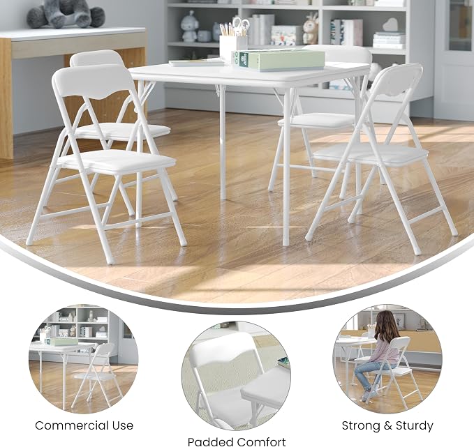 Flash Furniture Mindy Kids 5-Piece Folding Square Table and Chairs Set - Image 4