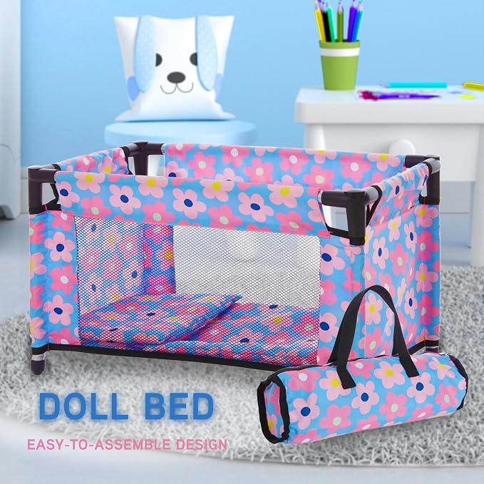 Baby Doll Stroller Bed and Swing Nursery Playset, Baby Doll Accessories - Image 5