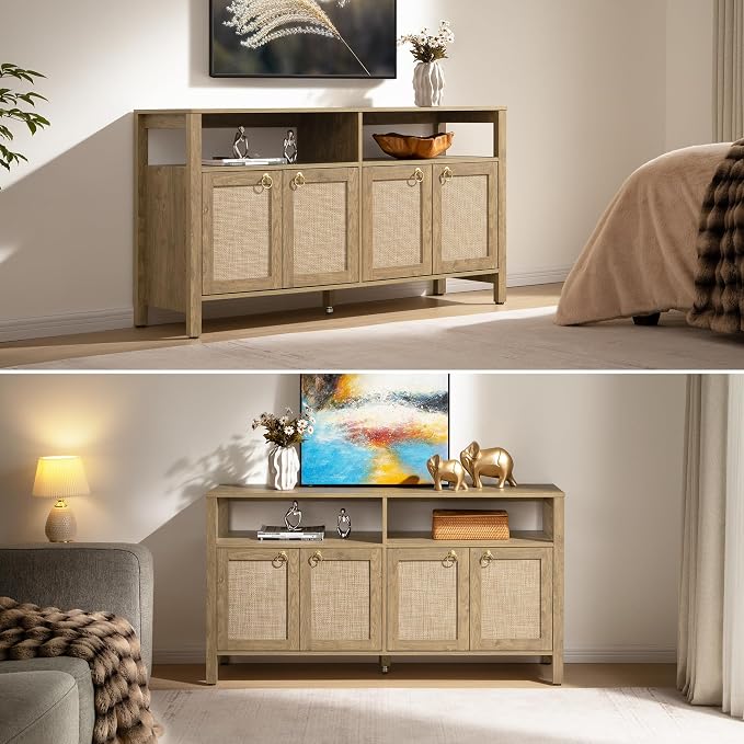 SICOTAS Rattan TV Stand for Television up to 120 Inch - Image 4
