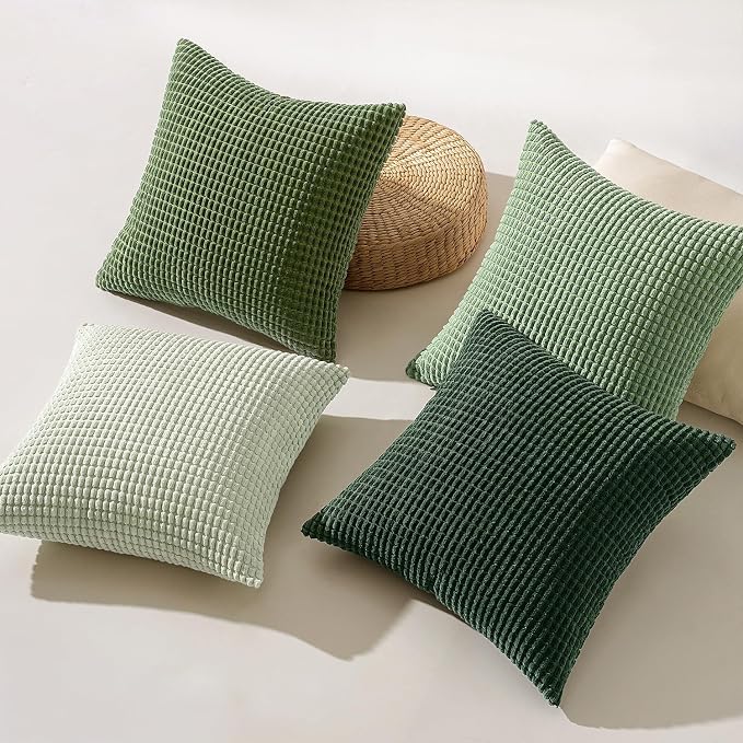 MIULEE Sage Green Pillow Covers 22x22 Inch Set of 4 Spring Boho Farmhouse Home - Image 4