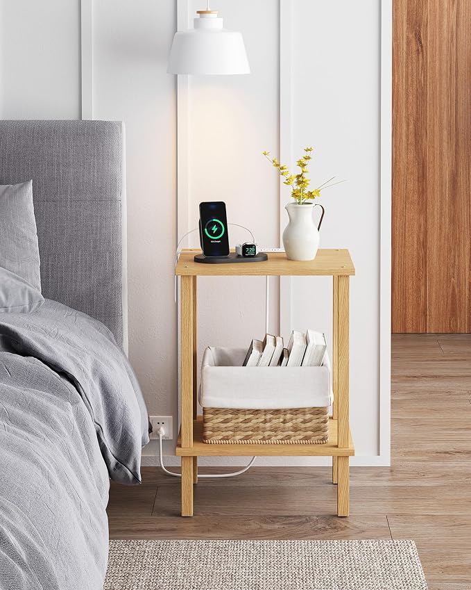 TUTOTAK End Table with Charging Station, Small Side Table with Outlets - Image 7