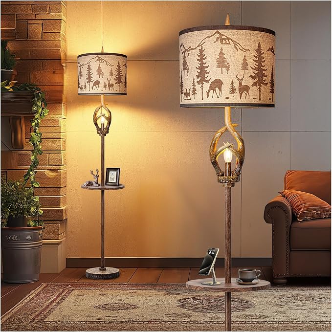 Scenekoy Antlers Style Metal Tray Floor Lamp by SCENEKOY