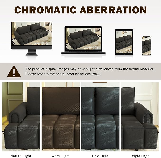 KEIKI 90.2" Modern 3-in-1 Sleeper Sofa Bed – Teddy Fabric 4-Seater Couch - Image 9