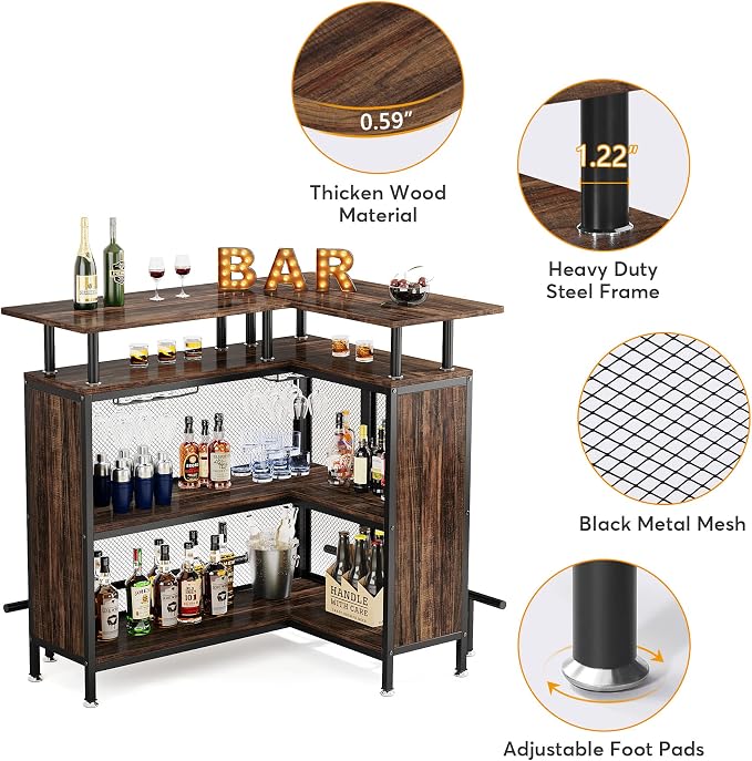LITTLE TREE Home Bar Unit Mini Liquor Table Cabinet - Image 7