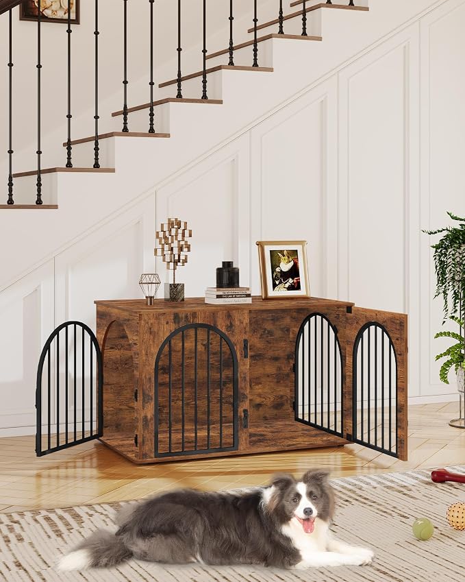 Hzuaneri 39.4" Wooden Dog Crate Furniture, Indoor Dog Kennel Dogs Cage - Image 8