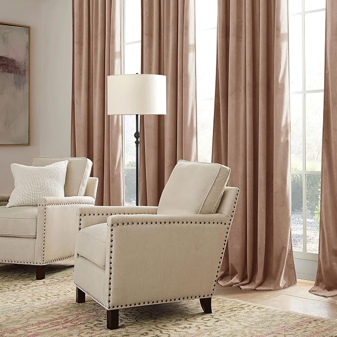 RYB HOME Blush Velvet Curtains 96 inches 2 Panels Set, Thermal Insulated - Image 7