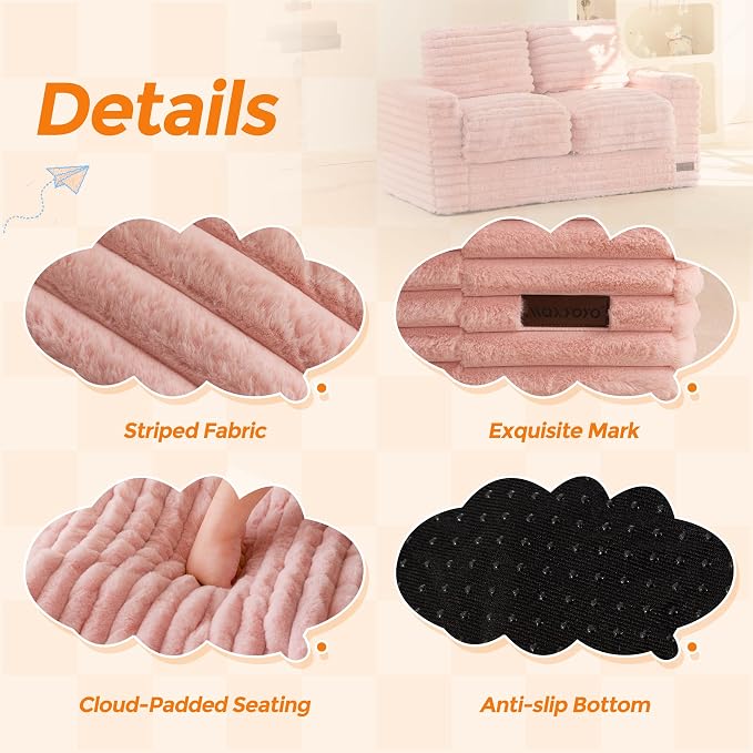 MAXYOYO Extra Wide Kids Bean Bag Chair, Comfy Faux Fur Bean Bag Sofa - Image 6