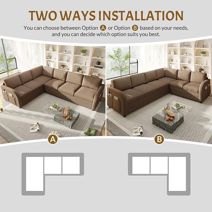 King Size Sleeper Sofas Convertible Couches, Oversized 6-Seat Sectional Sofa - Image 9