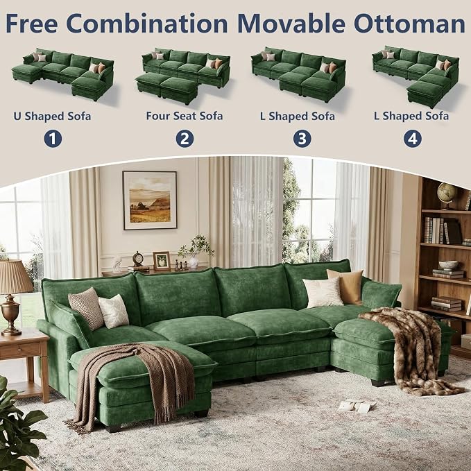 U Shaped Modular Sectional Sofa, Cloud Couch - Image 3