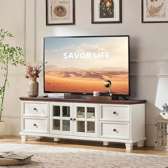 SAVOR LIFE TV Stands for Living Room, Farmhouse Entertainment Center, Rustic - Image 7