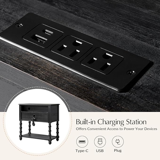 HULALA HOME Farmhouse Storage End Table - Image 3