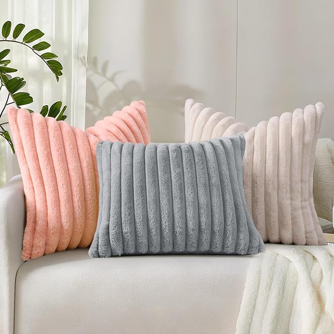 decorUhome Summer Cozy Faux Fur Throw Pillow Covers 12x20 Set of 2 Decorative - Image 5