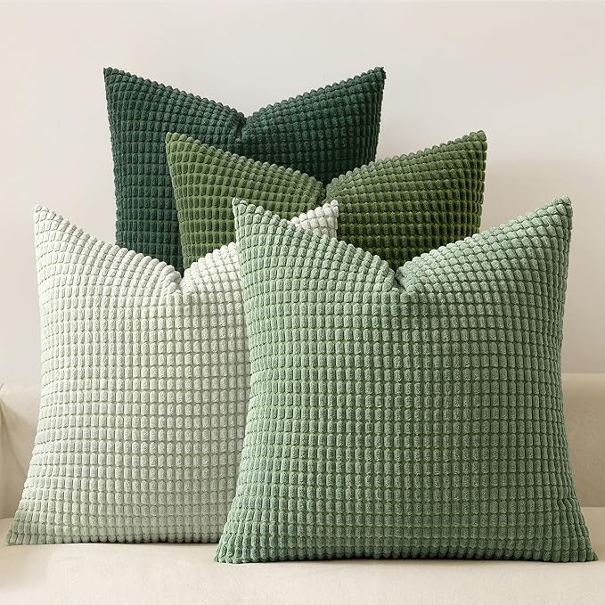 MIULEE Sage Green Pillow Covers 22x22 Inch Set of 4 Spring Boho Farmhouse Home by MIULEE