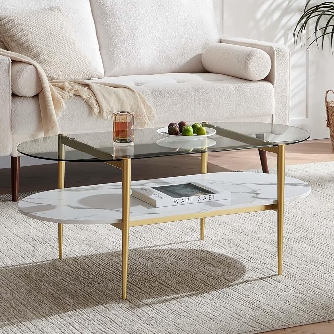 LumFurn Oval Coffee Table, Mid-Century Modern Design, L41 x W21 x H17 inch - Image 3
