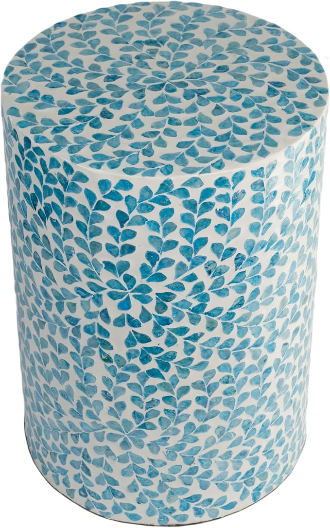 PEMAR Mother of Pearl Inlaid Cylinder Drum End Table Nacre Capiz Shell Side - Image 4