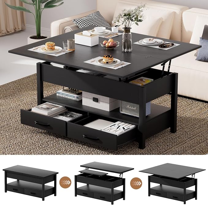 SYESWAY 42'' Lift Top Coffee Table, 4-in-1 Multifunctional Lift Coffee Table by SYESWAYFurniture
