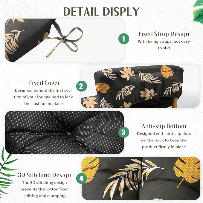 EverPine Outdoor Chaise Lounge Chair Cushion 74.4 x 22.8 x 4.7 Inch, Patio - Image 4