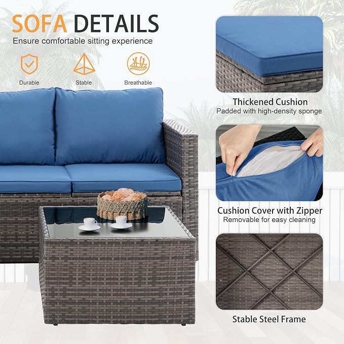 Shintenchi 4 Pieces Patio Furniture Sets, Outdoor Sofa Patio Sectional Sets All - Image 6