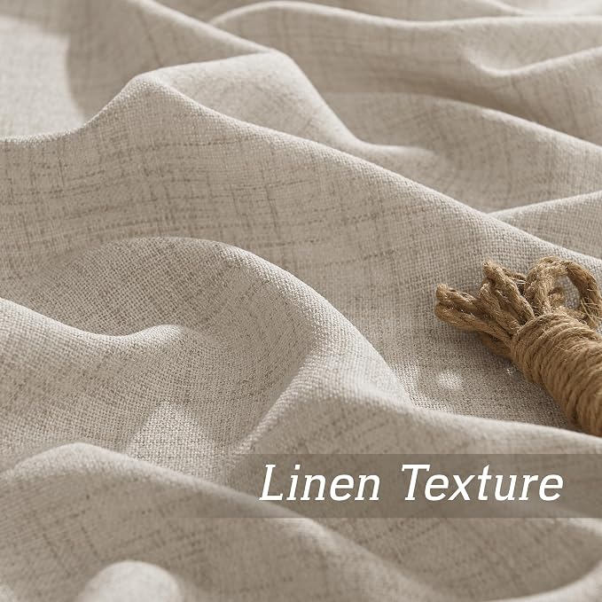RYB HOME Natural Beige Linen Sheer Curtains 102 inches Long - Image 5