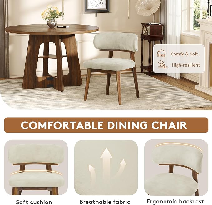 Dining Chairs Set of 2, Modern Upholstered Dining Chairs, Wooden Kitchen Chairs - Image 4