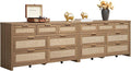 SICOTAS 7 Drawer Dressers for Bedroom Set 2, Long Rattan Dresser, Dresser TV by SICOTAS
