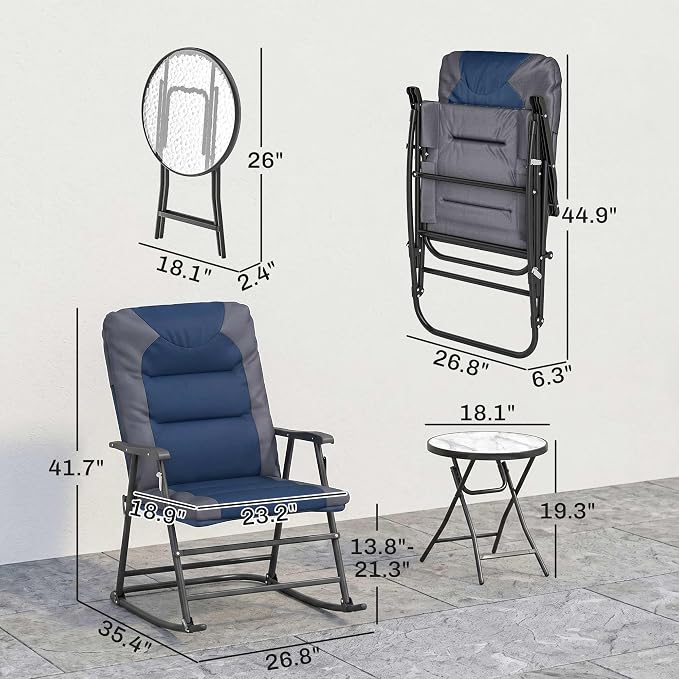 Outsunny 3 Piece Outdoor Patio Furniture Set - Image 7