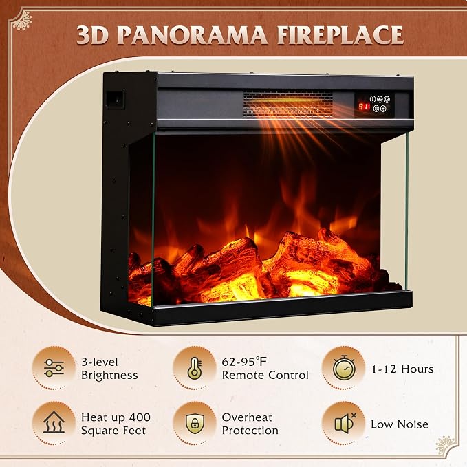 WLIVE 3-Sided Glass Electric Fireplace TV Stand - Image 6