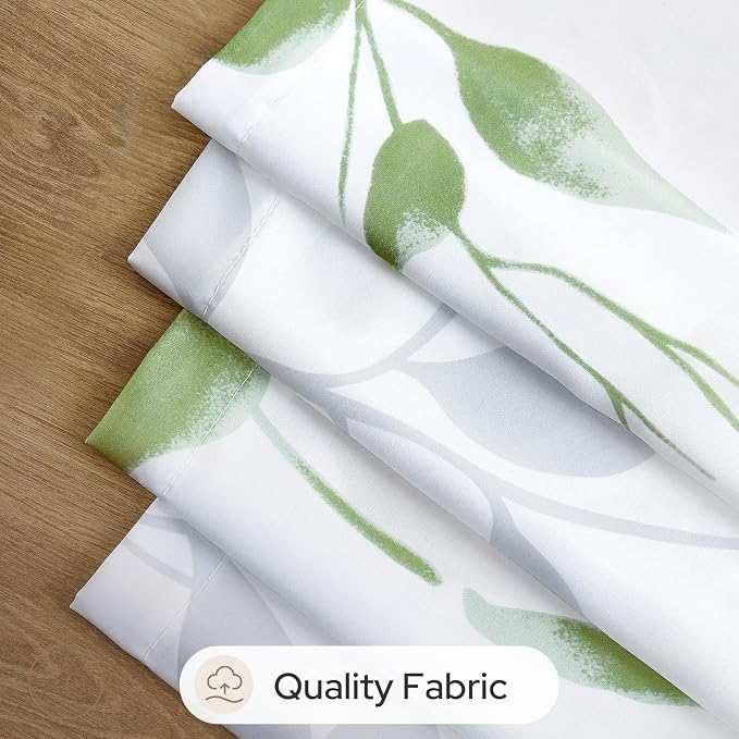 HOMEIDEAS Non-See-Through Sage Green and White Privacy Sheer Curtains 52 X 96 - Image 6