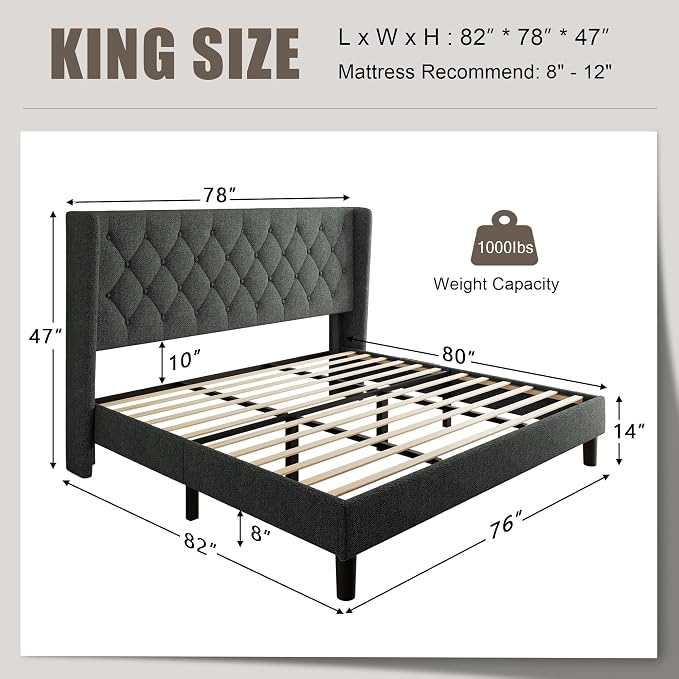Einhomn King Size Platform Bed Frame - Image 2
