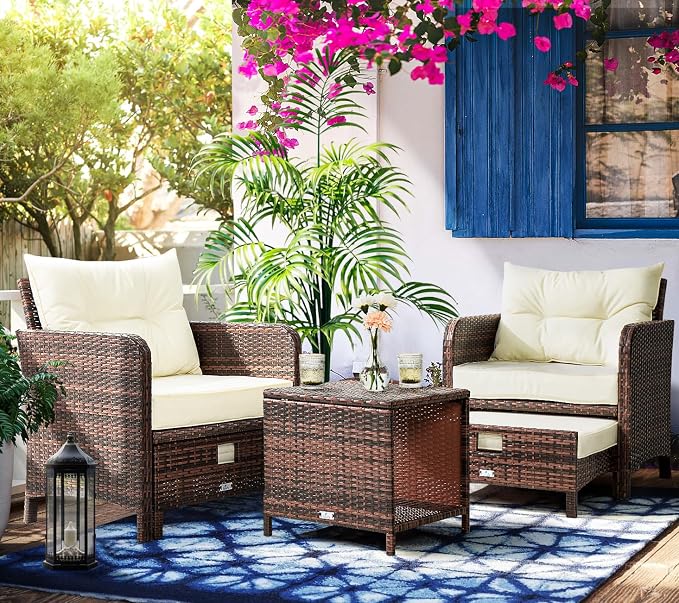 Pamapic 5 Pieces Patio Furniture Set, Rattan Balcony Furniture - Image 2