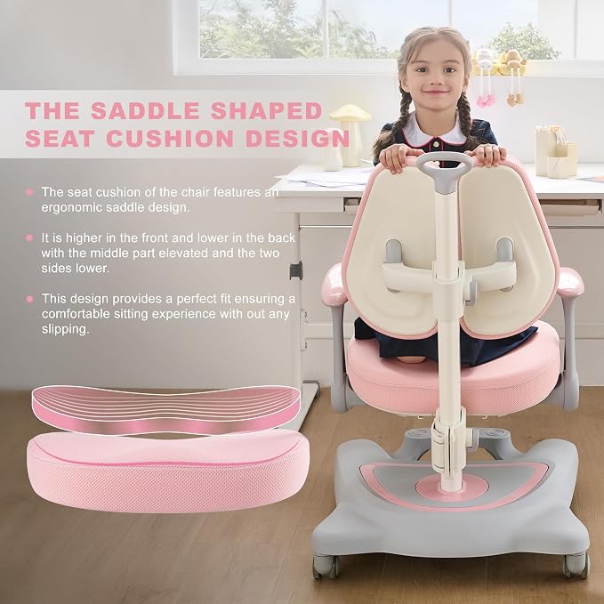 ERIYA Kids Desk Chair, Ergonomic Chair: Height-Adjustable, Double Back Support - Image 6