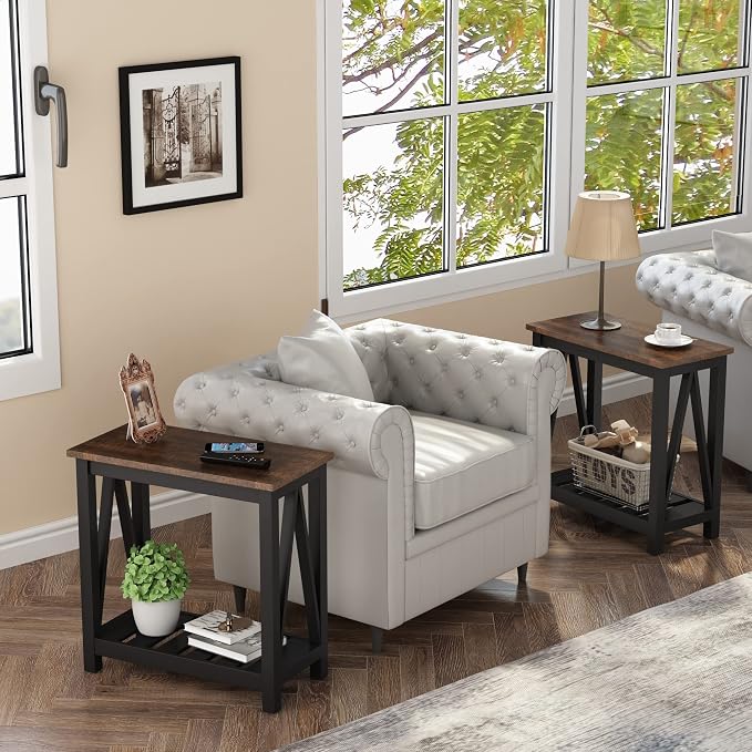 ChooChoo Farmhouse End Table, Rustic Vintage Narrow End Side Table - Image 4