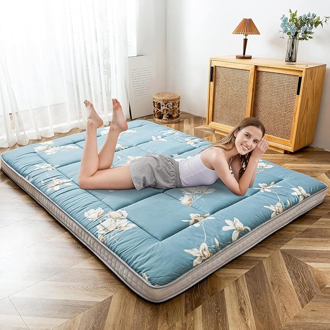 MAXYOYO Floral Printed Futon Mattress, Japanese Floor Mattress Quilted Bed - Image 2
