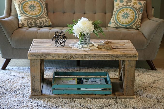 Doug and Cristy Designs Natural Wooden X Leg Coffee Table - Image 3