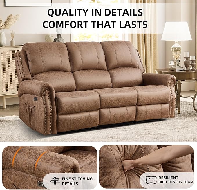 EBELLO 2 Piece Power Faux Leather Recliner Sofa Set, Reclining Living Room - Image 6