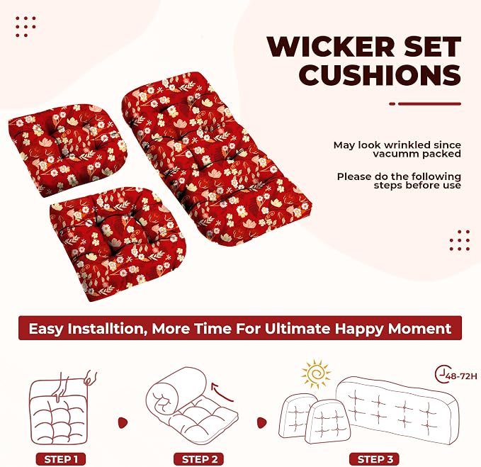 DANGHOOGY Wicker Chair Cushions, Waterproof Outdoor Loveseat Cushions - Image 6