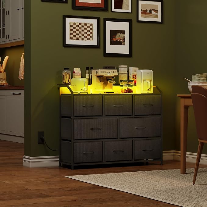 WLIVE Led Dresser for Bedroom, Wide Chest of Drawers for Hallway, 8 Fabric - Image 4