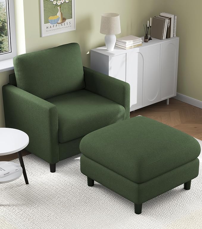 Welzona Sofa Accent Chair with Ottoman, Tool-Free Setup Living Room Accent - Image 9