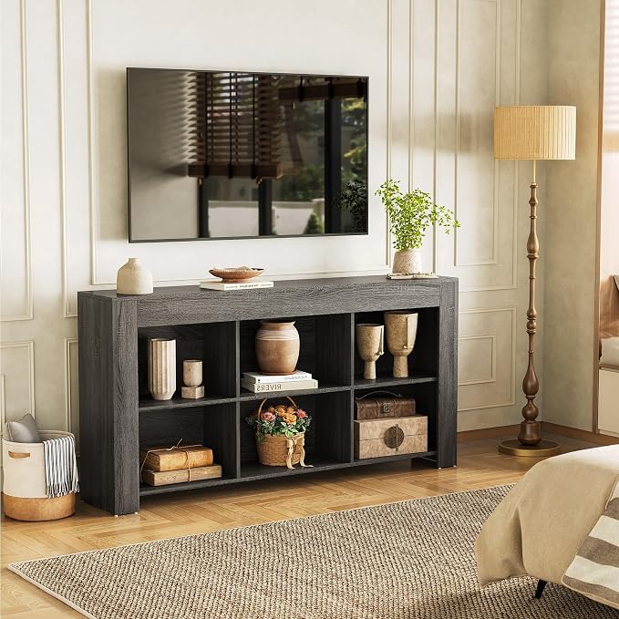 LITTLE TREE TV Stand with Storage, 63-Inch Entertainment Center with Shelves - Image 6